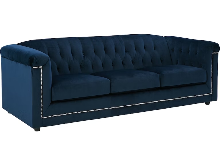 blue velvet sofa